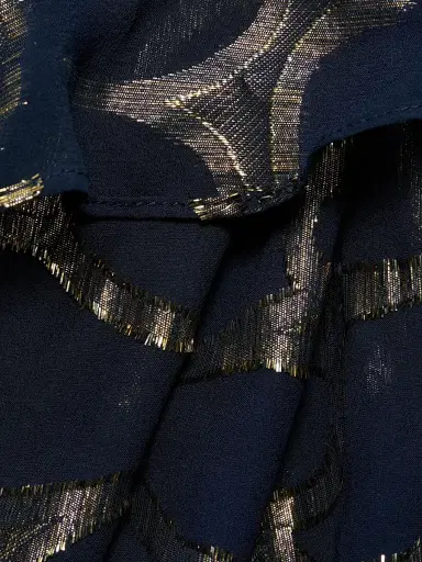 Ramy Brook Women's Idella Daisy Metallic Jacquard Gown - Navy Jacquard - Size 12 | Thumbnail 7