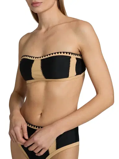 Ramy Brook Women's Leanna Embroidered Colorblocked Bikini Top - Black Colorblock | Thumbnail 5