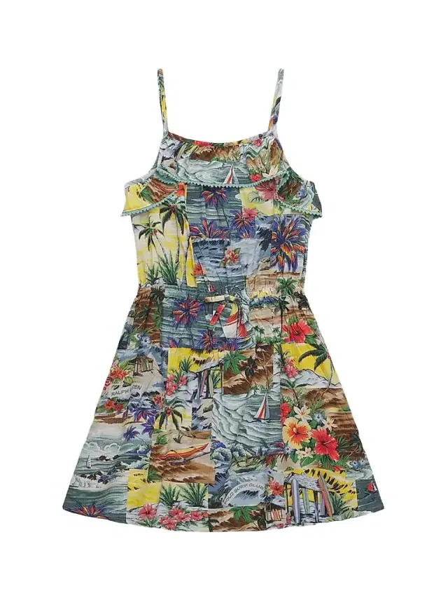 Polo Ralph Lauren Girl's Patchwork Tropical Print Dress - Surf Scenic Patchwork