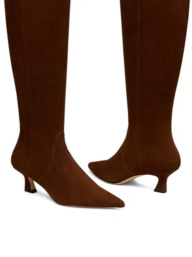 Stuart Weitzman Women's Vinnie 50MM Suede Boots - Deep Coffee | Thumbnail 4