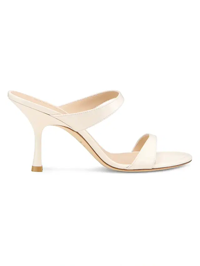 Stuart Weitzman Women's Nudist 85MM Leather Slip-On Sandals - Cream