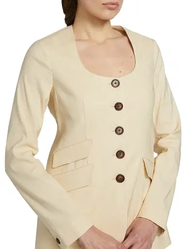 rag & bone Women's Roslyn Collarless Linen-Blend Blazer - Light Tan | Thumbnail 6 rag & bone Women's Roslyn Collarless Linen-Blend Blazer - Light Tan | Thumbnail 6
