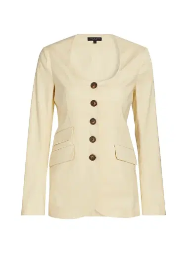rag & bone Women's Roslyn Collarless Linen-Blend Blazer - Light Tan | Thumbnail 1 rag & bone Women's Roslyn Collarless Linen-Blend Blazer - Light Tan | Thumbnail 1