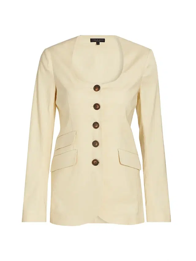 rag & bone Women's Roslyn Collarless Linen-Blend Blazer - Light Tan