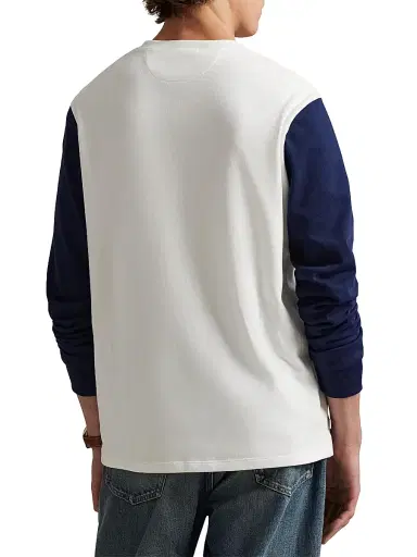 Polo Ralph Lauren Men's New York Yankees Henley Shirt - Deckwash White Newport Navy - Size Large | Thumbnail 4