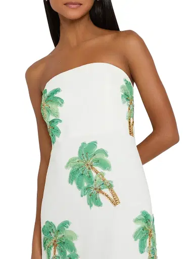 Milly Women's Clara Palm Embellished Strapless Maxi Dress - White Multi - Size 12 | Thumbnail 4 Milly Women's Clara Palm Embellished Strapless Maxi Dress - White Multi - Size 12 | Thumbnail 4