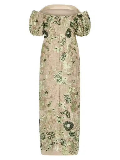 Milly Women's Nene Embroidered Off-the-Shoulder Column Midi-Dress | Thumbnail 2 Milly Women's Nene Embroidered Off-the-Shoulder Column Midi-Dress | Thumbnail 2
