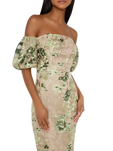 Milly Women's Nene Embroidered Off-the-Shoulder Column Midi-Dress | Thumbnail 4 Milly Women's Nene Embroidered Off-the-Shoulder Column Midi-Dress | Thumbnail 4