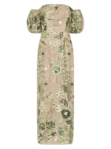 Milly Women's Nene Embroidered Off-the-Shoulder Column Midi-Dress | Thumbnail 1 Milly Women's Nene Embroidered Off-the-Shoulder Column Midi-Dress | Thumbnail 1