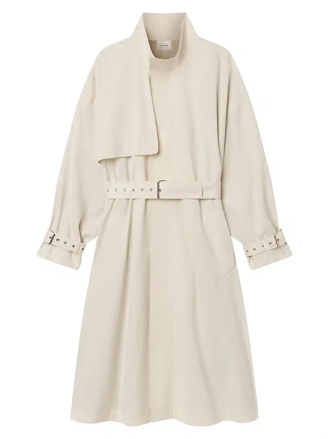 FRAME Women's Field Tie-Waist Cotton Trench Coat - Ecru