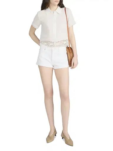 Frame Women's The Heirloom Lace-Trim Shirt - White - Size XL | Thumbnail 2