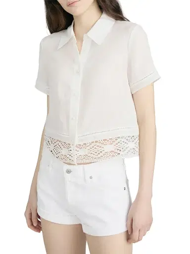 Frame Women's The Heirloom Lace-Trim Shirt - White - Size XL | Thumbnail 5