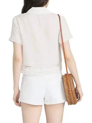 Frame Women's The Heirloom Lace-Trim Shirt - White - Size XL | Thumbnail 6