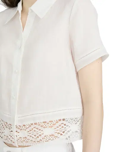Frame Women's The Heirloom Lace-Trim Shirt - White - Size XL | Thumbnail 7