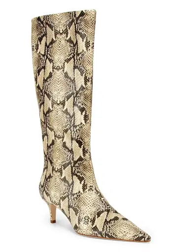 22élevé Women's Croc-Embossed Leather Kitten-Heel Boots - Snake Natural - Size 9.5 | Thumbnail 2