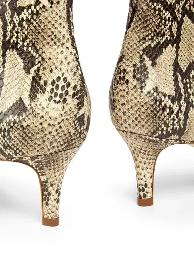 22élevé Women's Croc-Embossed Leather Kitten-Heel Boots - Snake Natural - Size 9.5 | Thumbnail 6