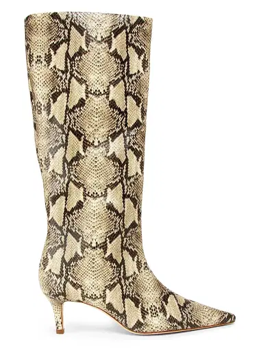 22élevé Women's Croc-Embossed Leather Kitten-Heel Boots - Snake Natural - Size 9.5 | Thumbnail 1
