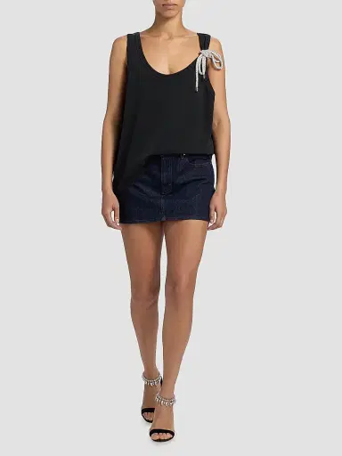 AREA Women's Crystal Knot Jersey Scoopneck Tank - Washed Black - Size XL | Thumbnail 2 AREA Women's Crystal Knot Jersey Scoopneck Tank - Washed Black - Size XL | Thumbnail 2