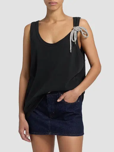 AREA Women's Crystal Knot Jersey Scoopneck Tank - Washed Black - Size XL | Thumbnail 3 AREA Women's Crystal Knot Jersey Scoopneck Tank - Washed Black - Size XL | Thumbnail 3