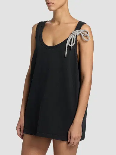 AREA Women's Crystal Knot Jersey Scoopneck Tank - Washed Black - Size XL | Thumbnail 4 AREA Women's Crystal Knot Jersey Scoopneck Tank - Washed Black - Size XL | Thumbnail 4