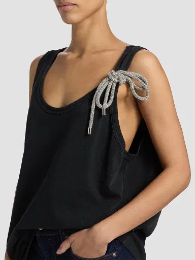 AREA Women's Crystal Knot Jersey Scoopneck Tank - Washed Black - Size XL | Thumbnail 6 AREA Women's Crystal Knot Jersey Scoopneck Tank - Washed Black - Size XL | Thumbnail 6