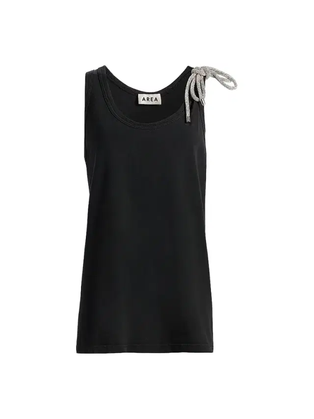 AREA Women's Crystal Knot Jersey Scoopneck Tank - Washed Black