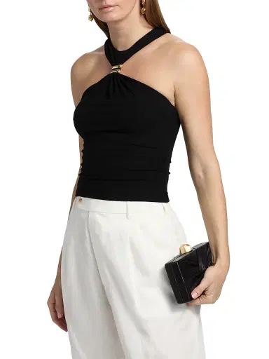 Ronny Kobo Women's Marcel Gathered Top - Black - Size XL | Thumbnail 4