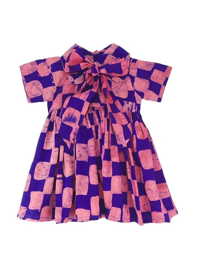 Elisamama Baby Girl's, Little Girl's & Girl's Kemi Bow-Accented Printed Dress - Blue