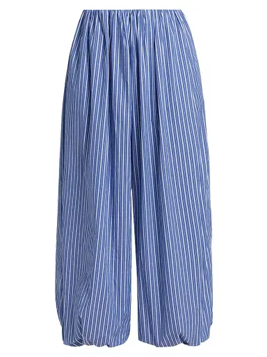 Ronny Kobo Women's Brina Cotton-Blend Bubble Pants - Cobalt Stripe - Size Large | Thumbnail 1
