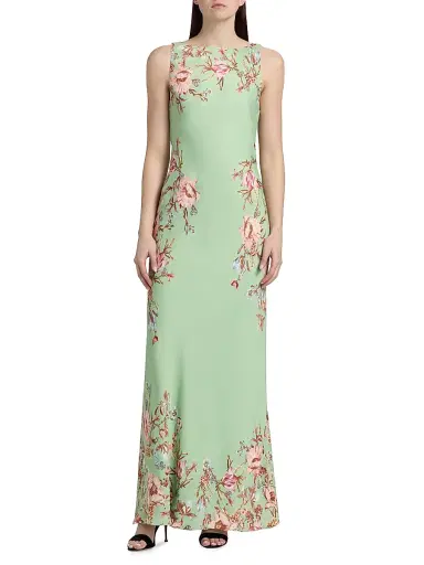 Hemant & Nandita Women's Floral Bias-Cut Maxi Dress - Green - Size Large | Thumbnail 3 Hemant & Nandita Women's Floral Bias-Cut Maxi Dress - Green - Size Large | Thumbnail 3