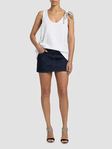 AREA Women's Crystal Knot Jersey Scoopneck Tank - White - Size Large | Thumbnail 2 AREA Women's Crystal Knot Jersey Scoopneck Tank - White - Size Large | Thumbnail 2