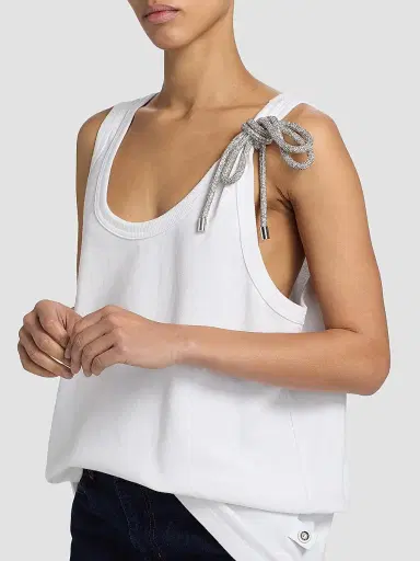 AREA Women's Crystal Knot Jersey Scoopneck Tank - White - Size Large | Thumbnail 6 AREA Women's Crystal Knot Jersey Scoopneck Tank - White - Size Large | Thumbnail 6