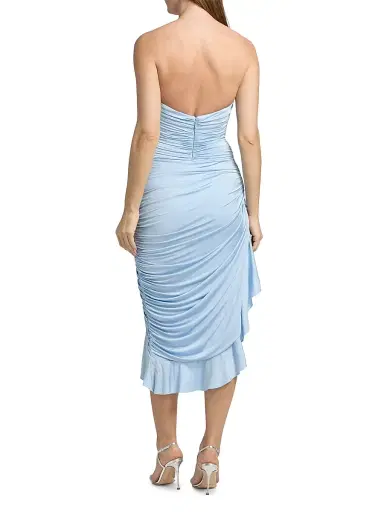 Ronny Kobo Women's Pearlina Ruched A-Line Midi-Dress - Ice - Size Medium | Thumbnail 5 Ronny Kobo Women's Pearlina Ruched A-Line Midi-Dress - Ice - Size Medium | Thumbnail 5