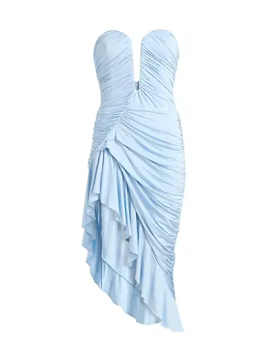 Ronny Kobo Women's Pearlina Ruched A-Line Midi-Dress - Ice - Size Medium | Thumbnail 1 Ronny Kobo Women's Pearlina Ruched A-Line Midi-Dress - Ice - Size Medium | Thumbnail 1