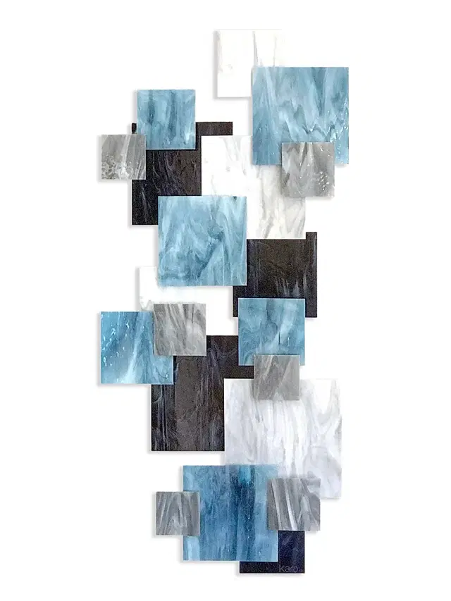 Karo Studios Arctic Sunset Vertical Glass Wall Sculpture - Blue
