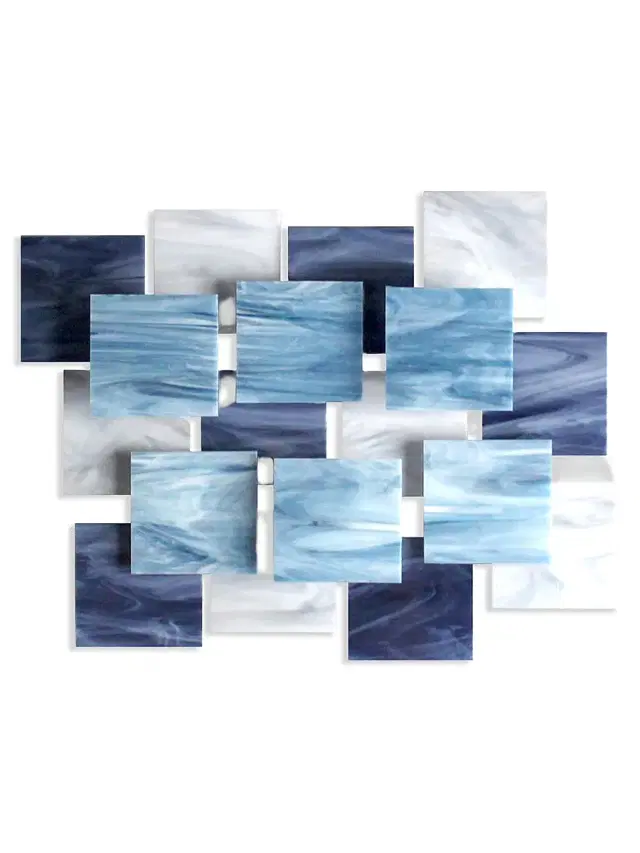 Karo Studios Arctic Sunset Glass Wall Sculpture - Blue