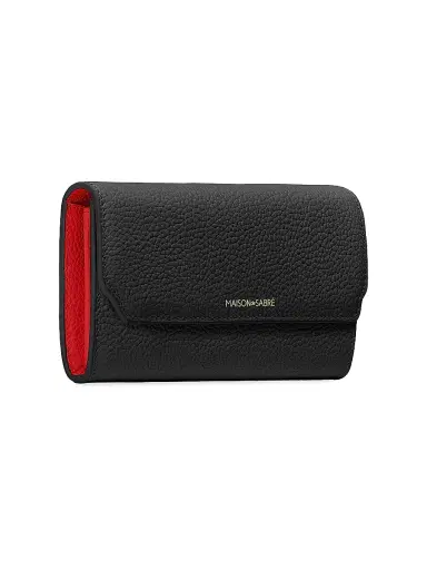 MAISON de SABRÉ Women's Long Leather Flap Wallet - Pomegranate Caviar | Thumbnail 2 MAISON de SABRÉ Women's Long Leather Flap Wallet - Pomegranate Caviar | Thumbnail 2