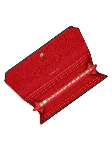 MAISON de SABRÉ Women's Long Leather Flap Wallet - Pomegranate Caviar | Thumbnail 4 MAISON de SABRÉ Women's Long Leather Flap Wallet - Pomegranate Caviar | Thumbnail 4