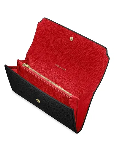 MAISON de SABRÉ Women's Long Leather Flap Wallet - Pomegranate Caviar | Thumbnail 5 MAISON de SABRÉ Women's Long Leather Flap Wallet - Pomegranate Caviar | Thumbnail 5