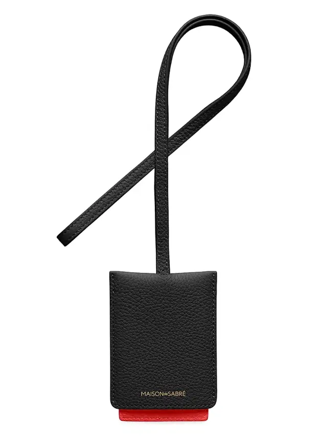 Maison de Sabre Leather ID Lanyard Holder - Rouge Noir