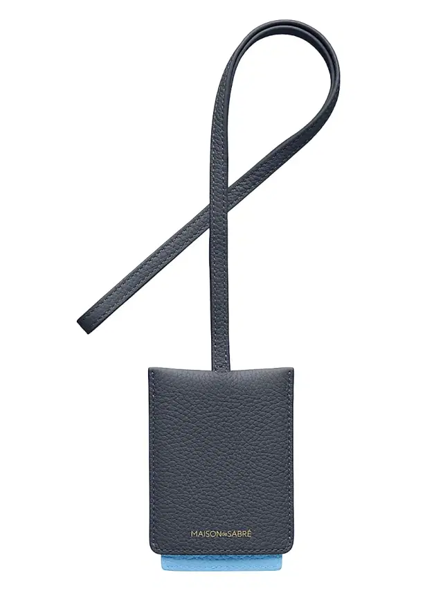 Maison de Sabre Leather ID Lanyard Holder - Graphite Sky