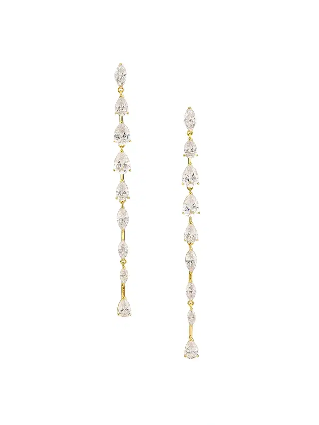 Women's Anna 18K-Gold-Plated & Cubic Zirconia Linear Earrings - Gold