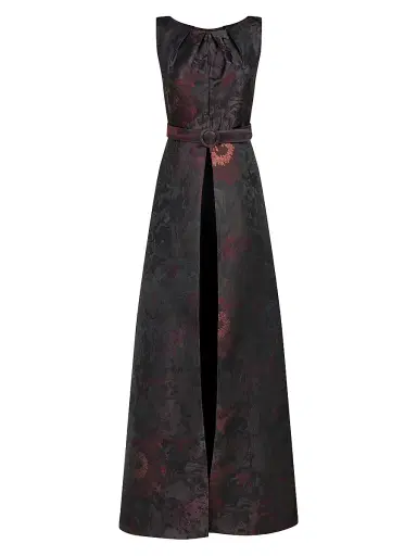 Kay Unger Women's Babette Walk-Thru Belted Jumpsuit | Thumbnail 1