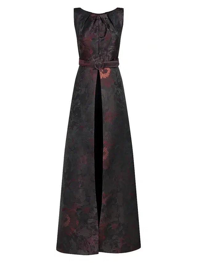 Kay Unger Women's Babette Walk-Thru Belted Jumpsuit - Espresso Multi