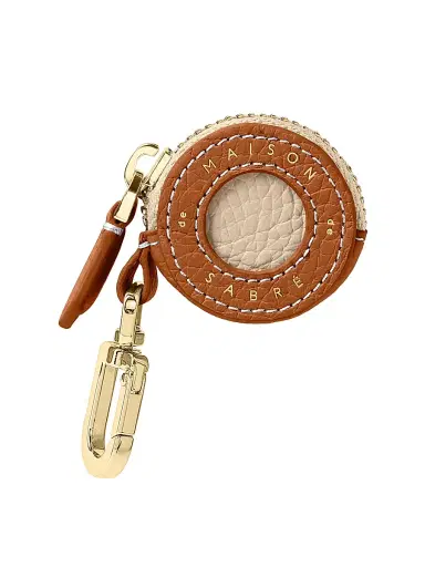 MAISON de SABRÉ Women's Leather AirTag Charm - Pecan Brown | Thumbnail 1 MAISON de SABRÉ Women's Leather AirTag Charm - Pecan Brown | Thumbnail 1
