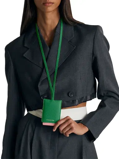 MAISON de SABRÉ Leather ID Lanyard Holder - Emerald Lily | Thumbnail 2 MAISON de SABRÉ Leather ID Lanyard Holder - Emerald Lily | Thumbnail 2