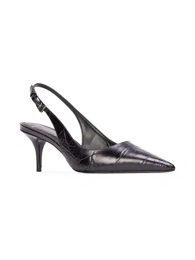 Black Suede Studio Women's Branca 65MM Croc Slingback Pumps - Black Croc Leather | Thumbnail 2 Black Suede Studio Women's Branca 65MM Croc Slingback Pumps - Black Croc Leather | Thumbnail 2