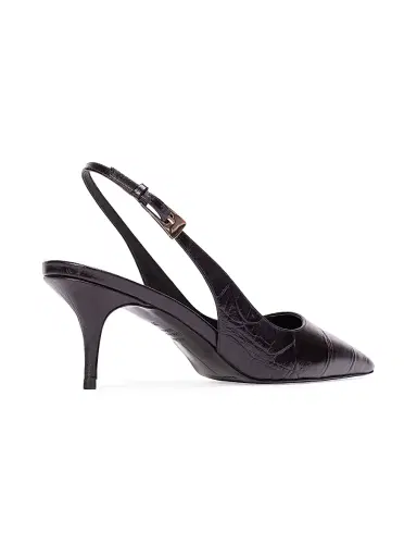 Black Suede Studio Women's Branca 65MM Croc Slingback Pumps - Black Croc Leather | Thumbnail 4 Black Suede Studio Women's Branca 65MM Croc Slingback Pumps - Black Croc Leather | Thumbnail 4