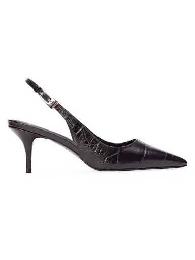 Black Suede Studio Women's Branca 65MM Croc Slingback Pumps - Black Croc Leather | Thumbnail 1 Black Suede Studio Women's Branca 65MM Croc Slingback Pumps - Black Croc Leather | Thumbnail 1