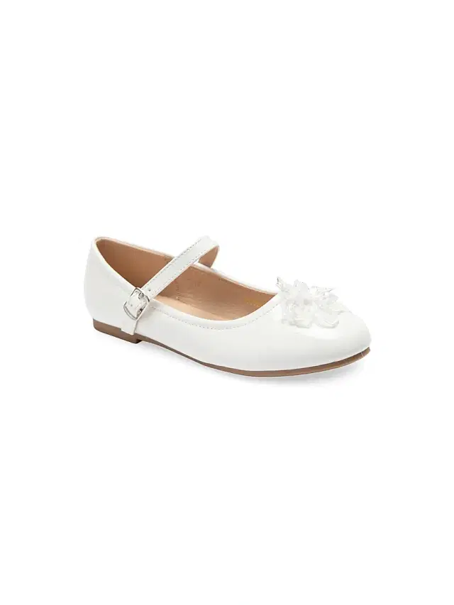 Tulleen Little Girl's & Girl's Flower Mary Jane Shoes - White 5 (Child)